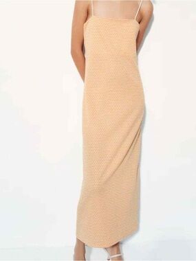 Zara Peach Knit Maxi Slip Dress